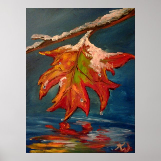 Póster Nieve derritiéndose en la hoja (Frente)