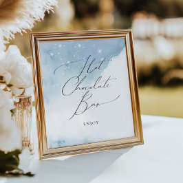 Póster Nieve en amor Blue Bridal Shower Hot Chocolate Bar