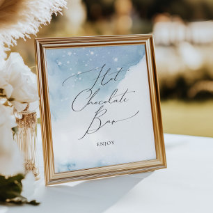 Póster Nieve en amor Blue Bridal Shower Hot Chocolate Bar