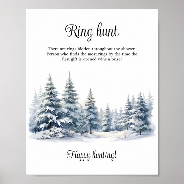 Póster Nieve en amor bosque de pinos en invierno Juego de (Frente)