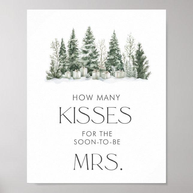 Póster Nieve en amor Ducha De Novias Cuántos Besos (Frente)