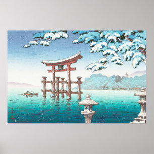 Póster Nieve en el paisaje invernal de Miyajima hanga pai