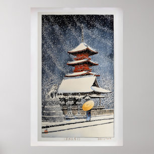 Póster Nieve en el Santuario Ueno Toshogu por Kawase Hasu