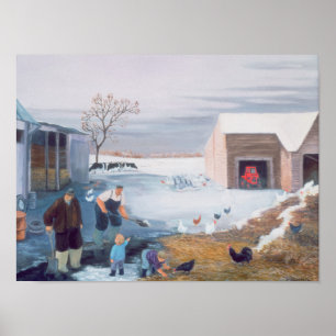 Póster Nieve en la granja