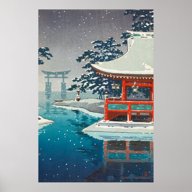 Póster Nieve en Miyajima por Tsuchiya Koitsu (Frente)