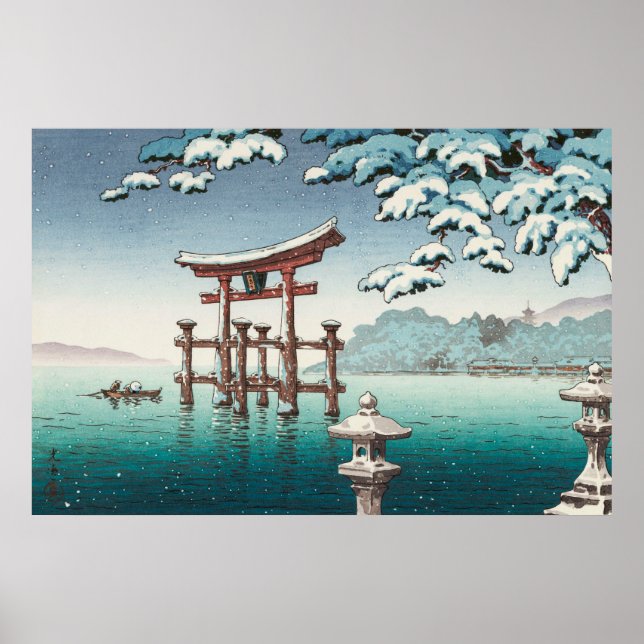Póster Nieve en Miyajima por Tsuchiya Koitsu (Frente)
