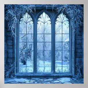 Póster Nieve Falsa de Invierno Ilusión Escénica Decoració