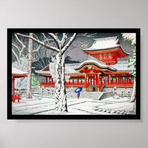 Póster Nieve fresca en la capilla Kyoto del hachiman del