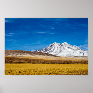 Póster Nieve - montañas y prado capsulados de Puna