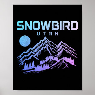 Póster Nieve pájaro Utah Esquí Deportes de invierno Esquí