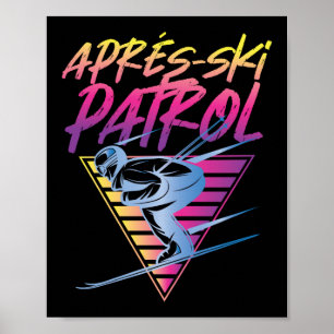 Póster Nieve retro vintage 80 sobre la patrulla de esquí