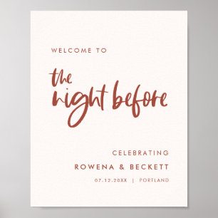 Póster Nieve rosa moderna Bienvenidos a la noche anterior