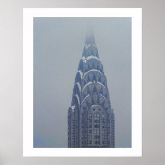 Póster Nieve sobre el edificio Chrysler luego de una torm