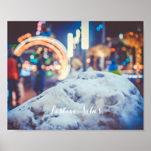 Póster Nieve y luces de invierno