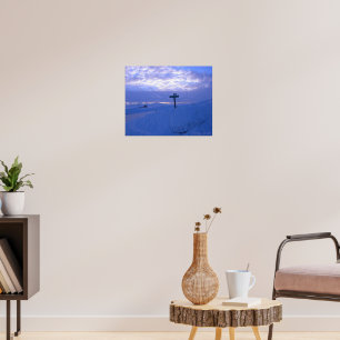 Póster Nieve y puesta de sol