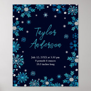 Póster Nieves azules y plateadas Estadísticas de nacimien