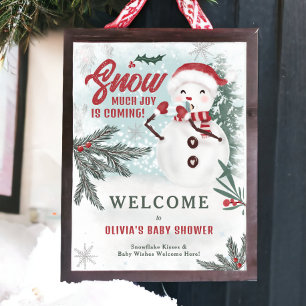 Póster Nieves de pino verde invierno bienvenida ducha beb