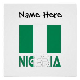 Póster Nigeria Bandera Nigeriana Negra Personalización 