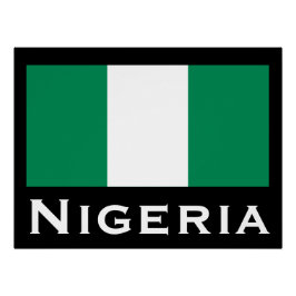 Póster Nigeria con bandera nigeriana (África Occidental)