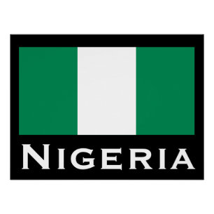 Póster Nigeria con bandera nigeriana (África Occidental)