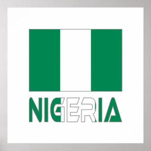 Póster Nigeria con la bandera nigeriana