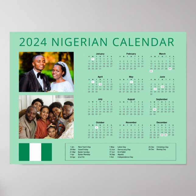 Póster Nigeria | Insertar Foto Celebración Nigeriana 2024 (Frente)