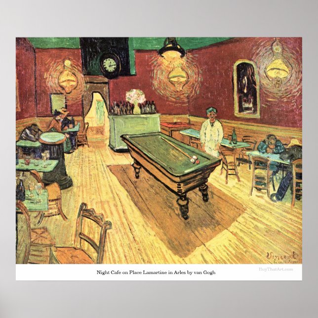 Póster Night Cafe on Place Lamartine in Arles by van Gogh (Frente)