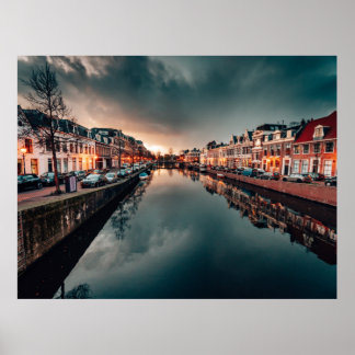 Póster Night scene in leeuwarden 