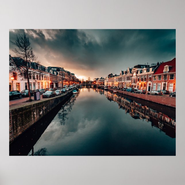 Póster Night scene in leeuwarden  (Frente)