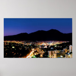 Póster Night view of Caracas City and Avila mountain