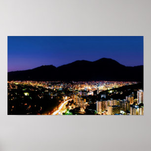 Póster Night view of Caracas City and Avila mountain