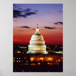 Póster Night view of the U.S. Capitol