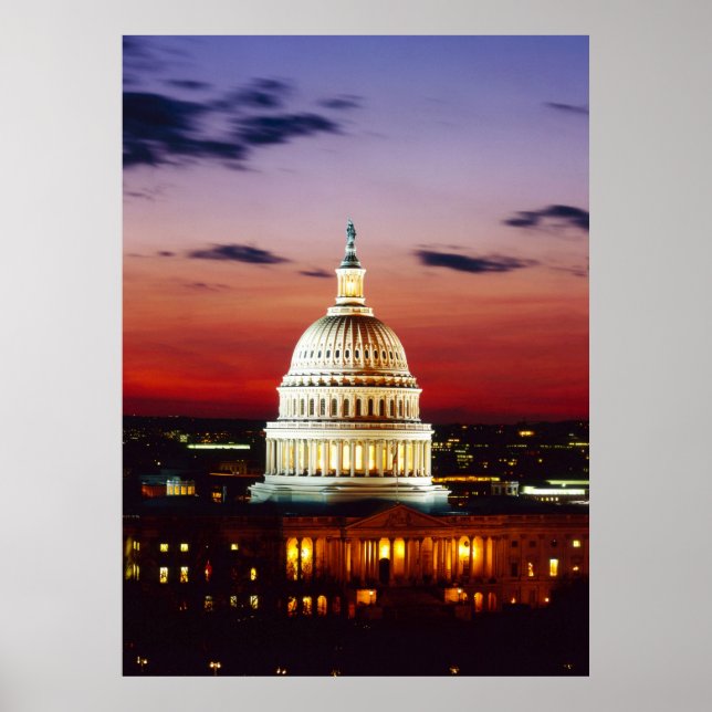 Póster Night view of the U.S. Capitol (Frente)