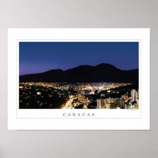 Póster Night view poster of Caracas & Avila's silhouette
