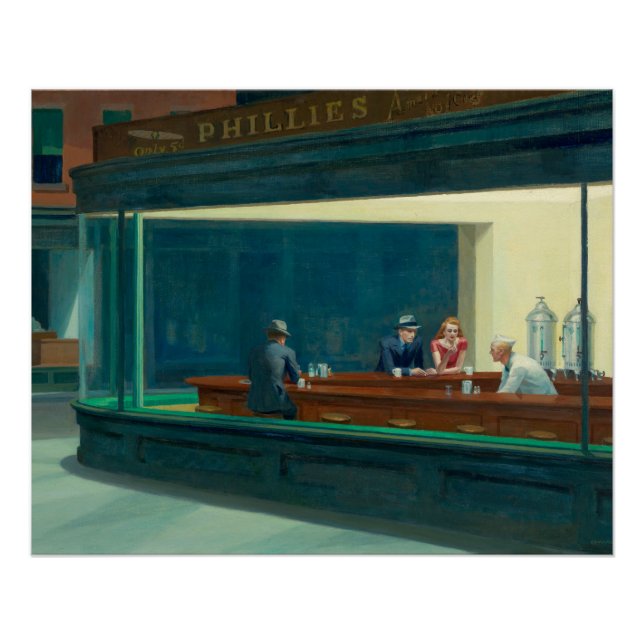 Póster Nighthawks 1942 de Edward Hopper (Anverso)