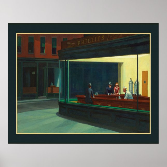 Póster "Nighthawks" Edward Hopper (Frente)
