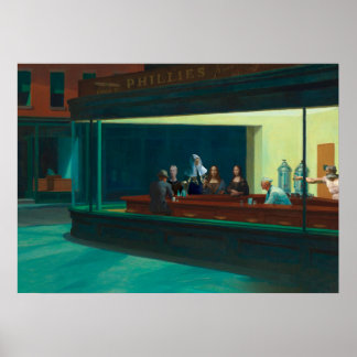 Póster Nighthawks - Viajeros del tiempo - Edward Hopper