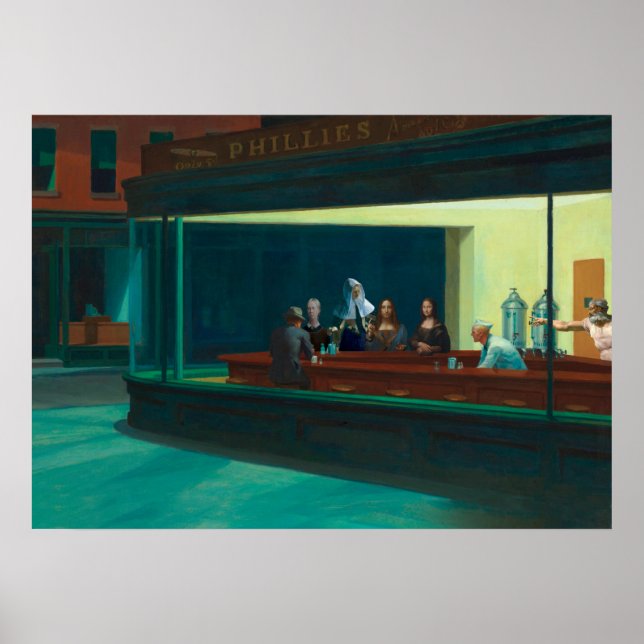 Póster Nighthawks - Viajeros del tiempo - Edward Hopper (Frente)