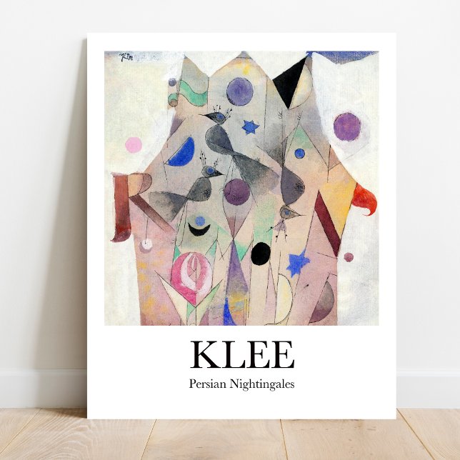 Póster Nightingales persas por Paul Klee (Klee's colorful birds brighten your space! Persian Nightingales poster.)