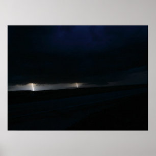 Póster Nighttime Double Lightning Strike Poster
