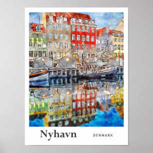 Póster Nihavn Dinamarca Traer mano acuática