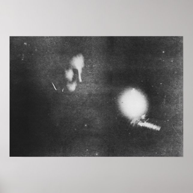 Póster Nikola Tesla con bombilla fosforescente, 1894 (Frente)