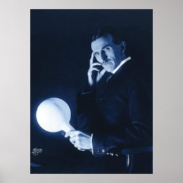 Póster Nikola Tesla demostrando energía inalámbrica C 190