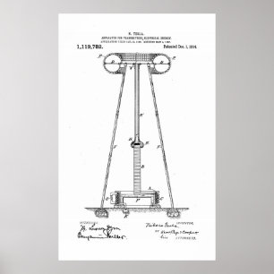 Póster Nikola Tesla Energy Transmission Pantent US1119732
