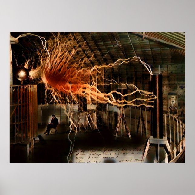 Póster Nikola Tesla Hombre del Misterio Color Redux (Frente)