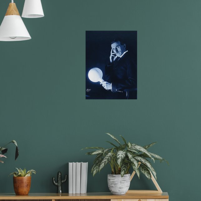 Póster Nikola Tesla muestra la energía inalámbrica C 1900 (Salón 1)
