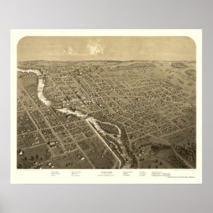Póster Niles, mapa panorámico del MI - 1868