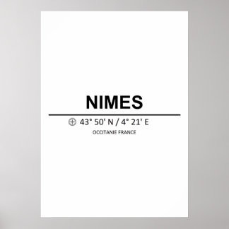 Póster Nimes de coordenadas