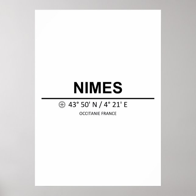 Póster Nimes de coordenadas (Frente)