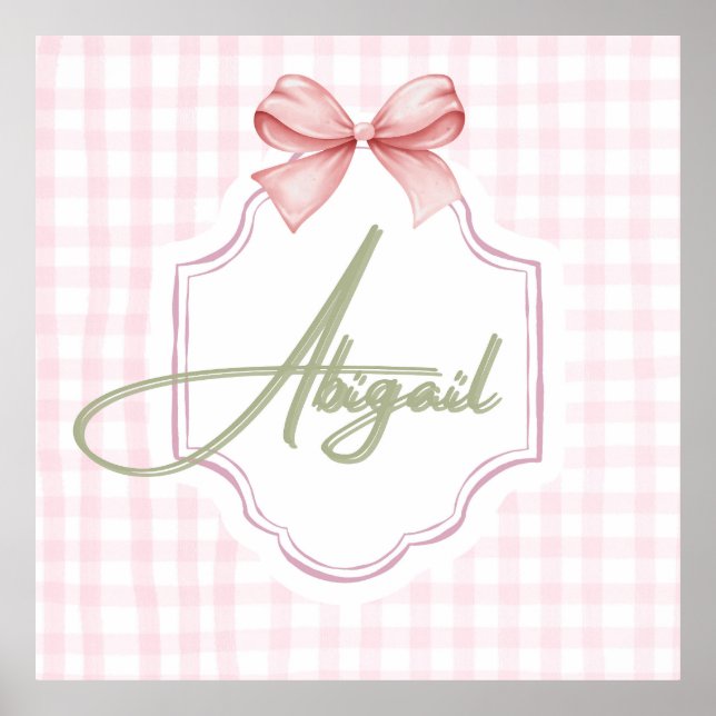 Póster Niña Abigail Personalizada Bow&Gingham (Frente)